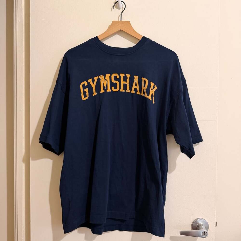 Gymshark Collegiate Oversized T-Shirt Size M Navy Graphic Short Sleeve Top
